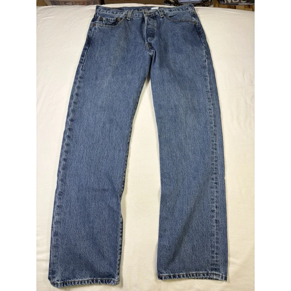 Vintage 2005 Levis 501 Button Fly Jeans 33x30 Blue Denim Made in Mexico Y2K